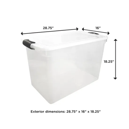 112QT Latching Clear Storage Container with Gray Handles