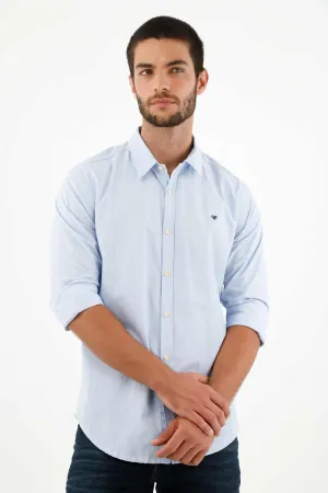 Camisa azul clásica para hombre