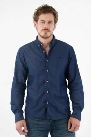 Camisa azul en chambray para hombre