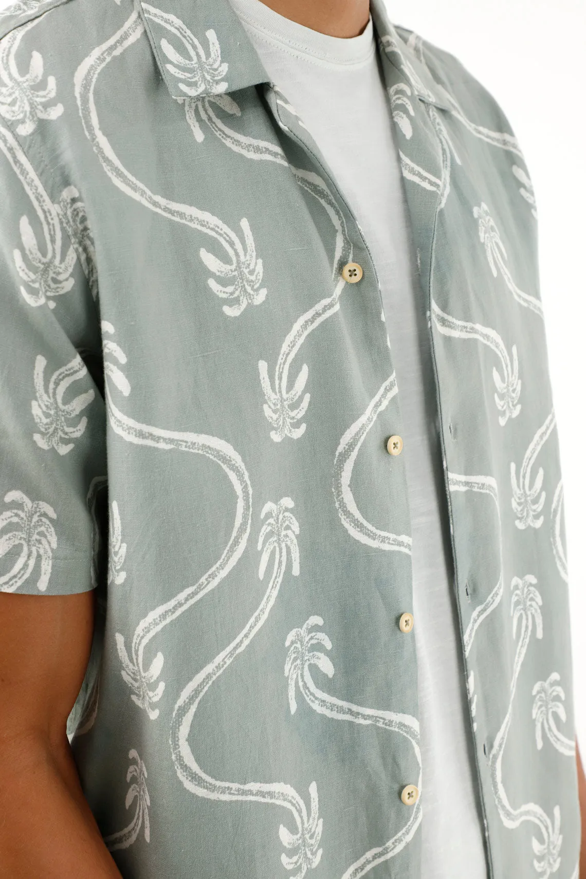 Mens Tropical Palm Print Shirt