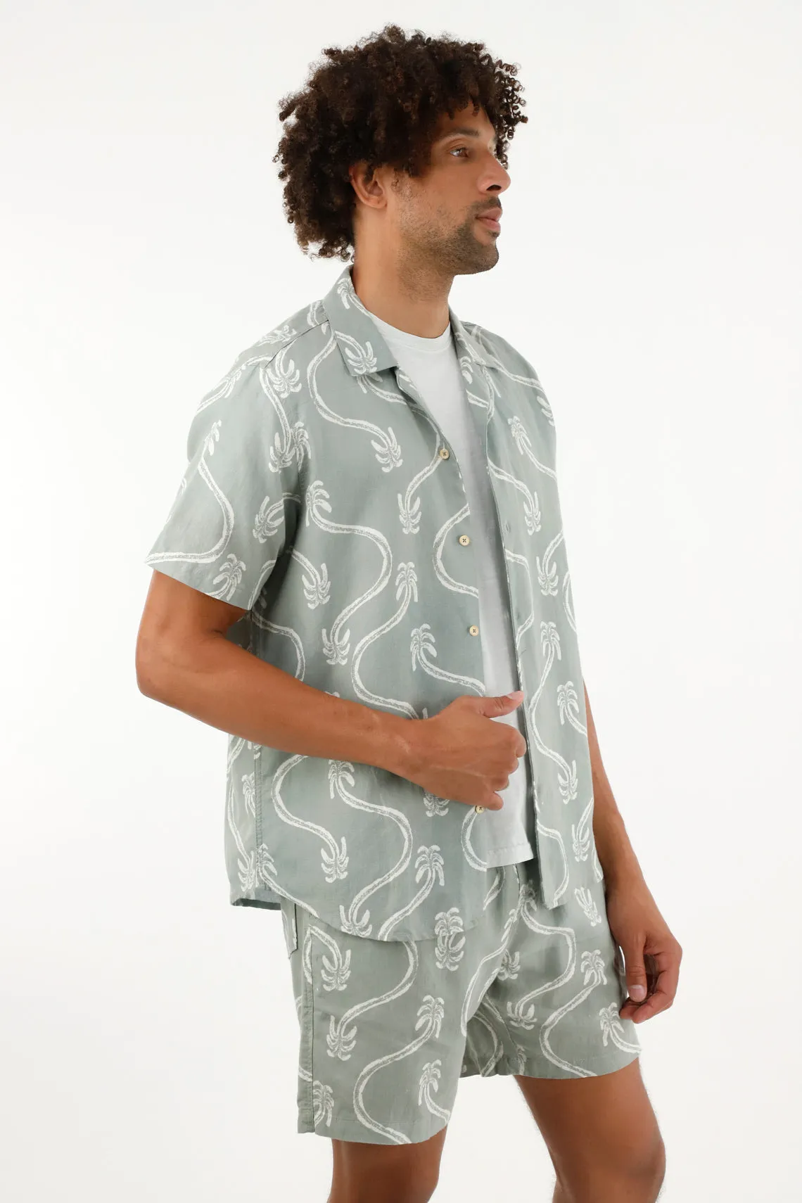 Mens Tropical Palm Print Shirt