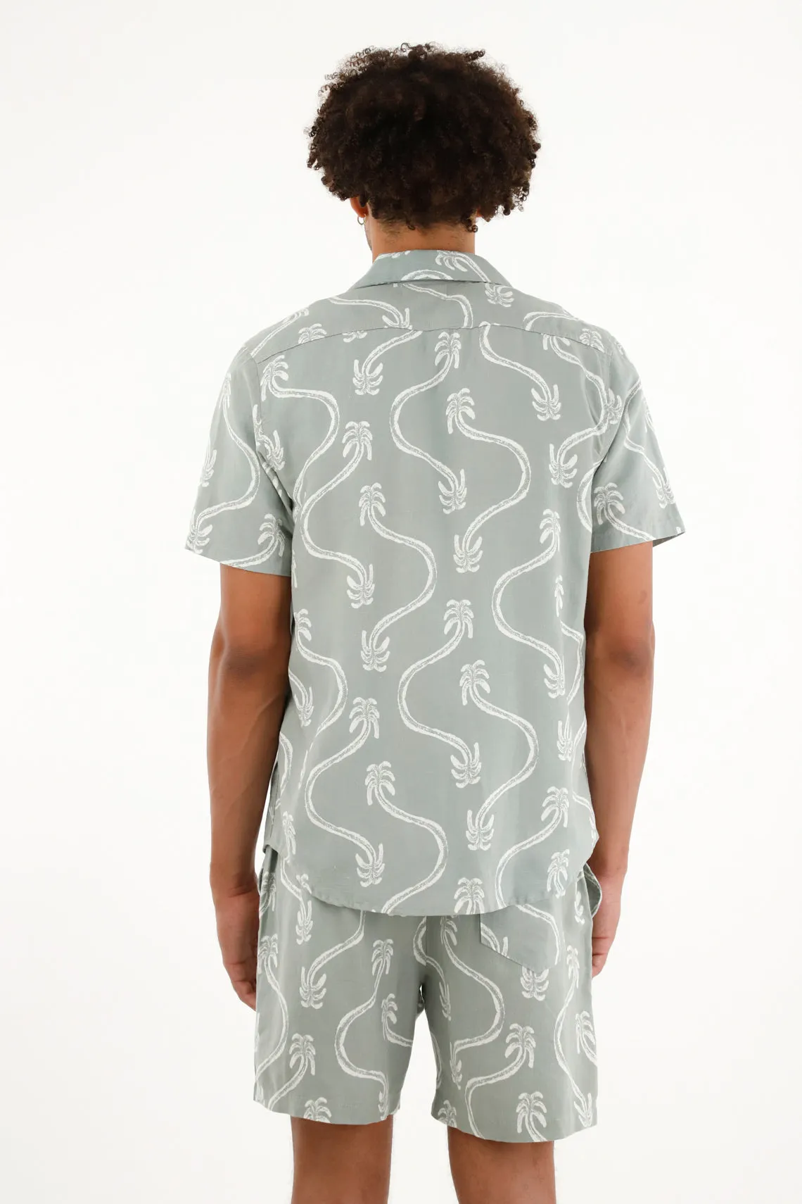 Mens Tropical Palm Print Shirt