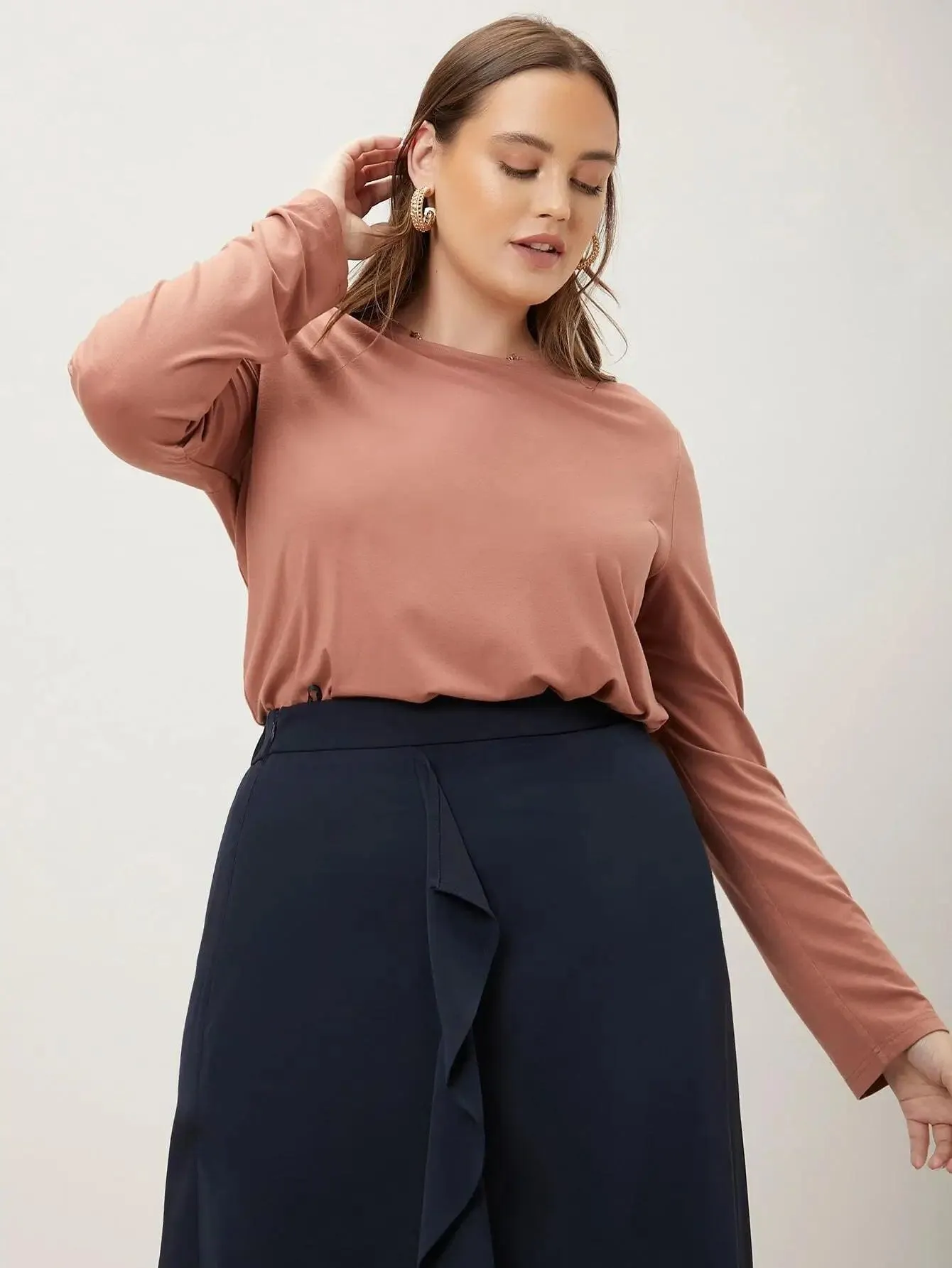 Camisa de Manga Longa De Viscose Plus Size - Hazel