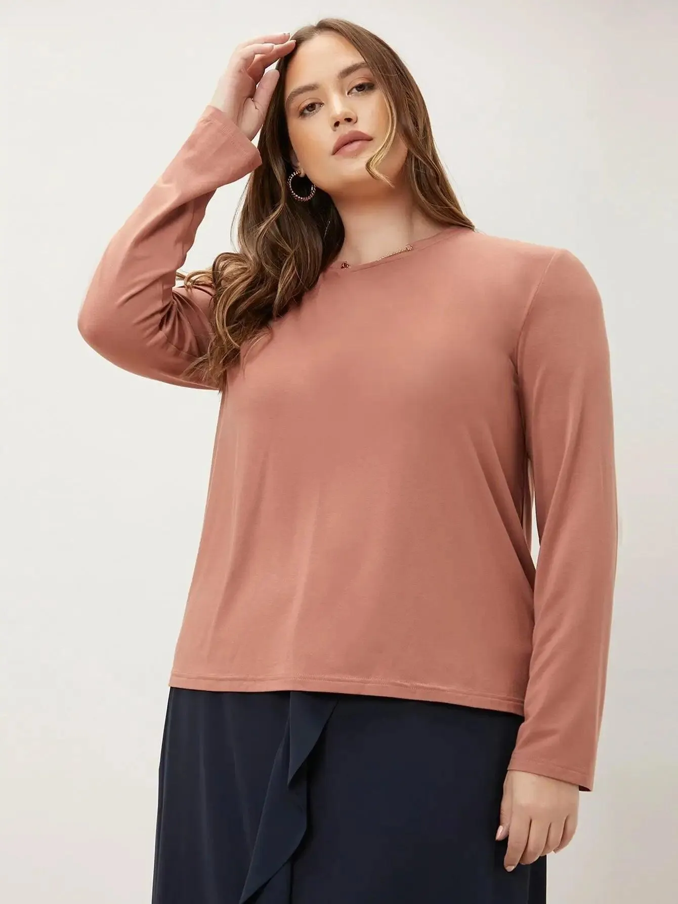 Camisa de Manga Longa De Viscose Plus Size - Hazel