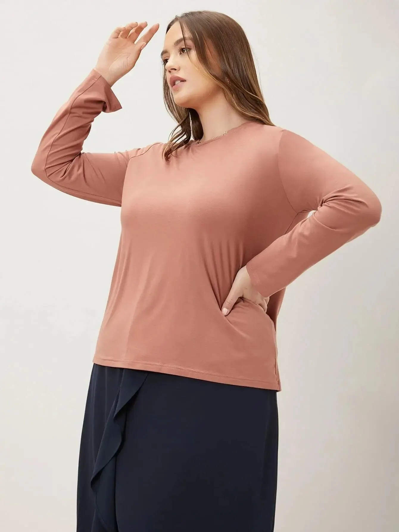 Camisa de Manga Longa De Viscose Plus Size - Hazel