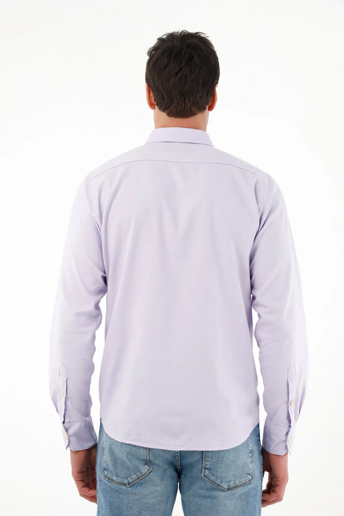 Camisa manga larga morada para hombre