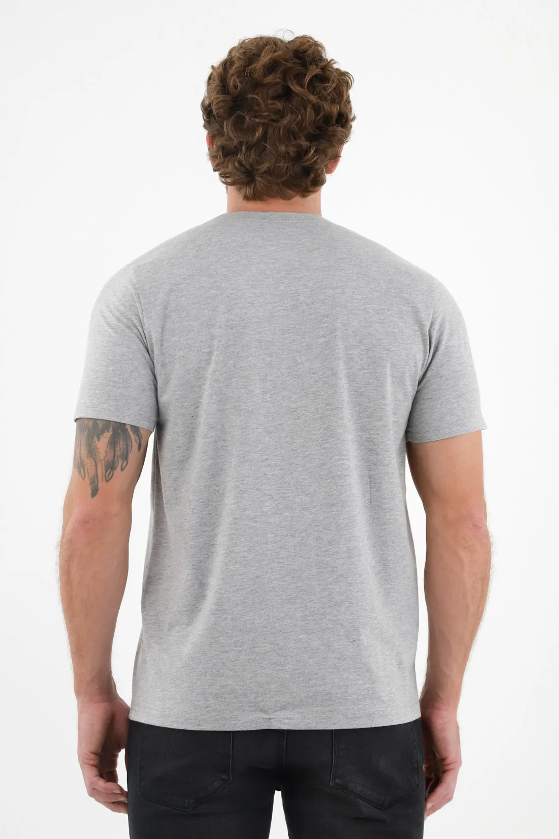 Camiseta gris cuello redondo para hombre