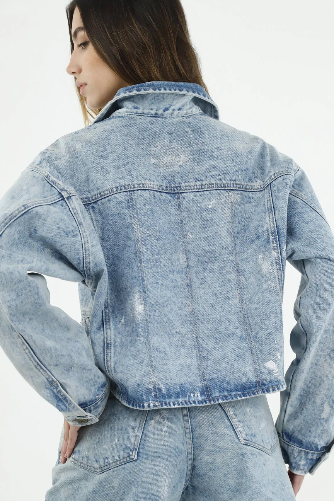 Chaqueta en denim azul para mujer