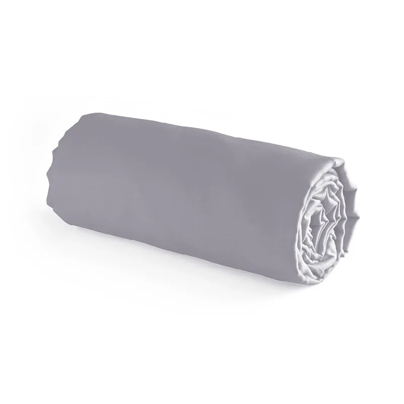 Drap plat satin de coton - Gris clair