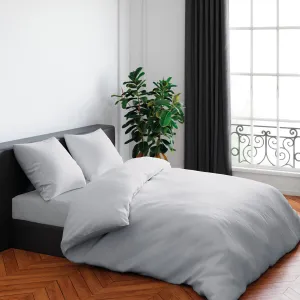 Housse de couette   taie(s) d'oreiller satin de coton - Gris perle