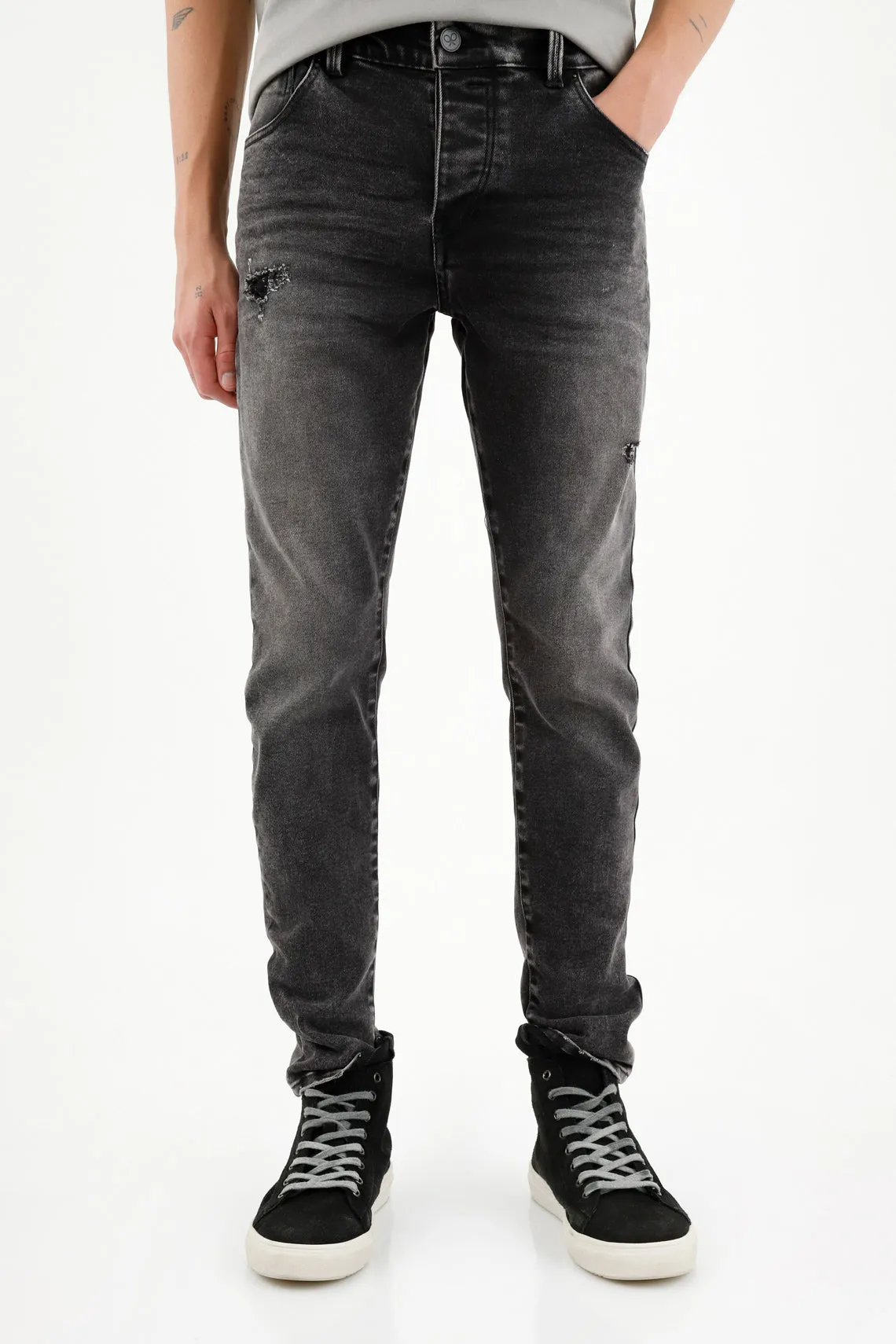 Jean azul Skinny con rotos para hombre