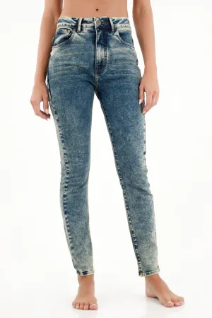 Jean Jegging tiro alto con dirty para mujer