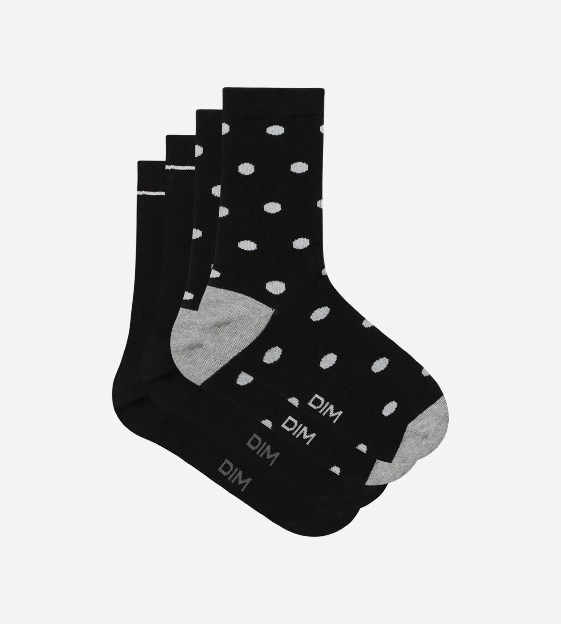 Lot de 2 paires de chaussettes femme Noir à gros pois Dim Coton Style