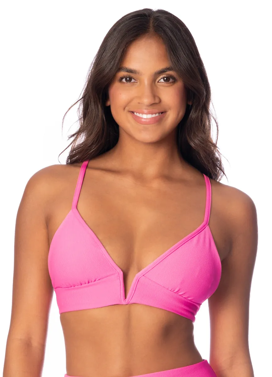 Maaji Radiant Pink Parade Long Line Triangle Bikini Top