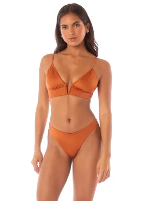 Maaji Satin Umber Parade Triangle Long Line Bikini Top