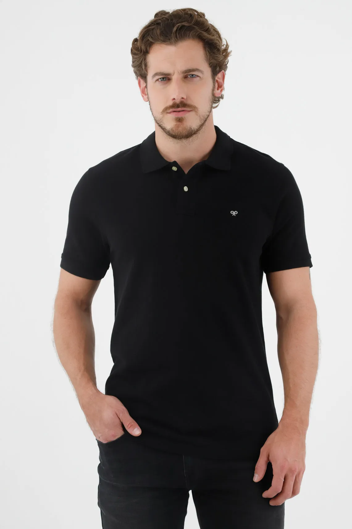 Polo negra multicolor para hombre