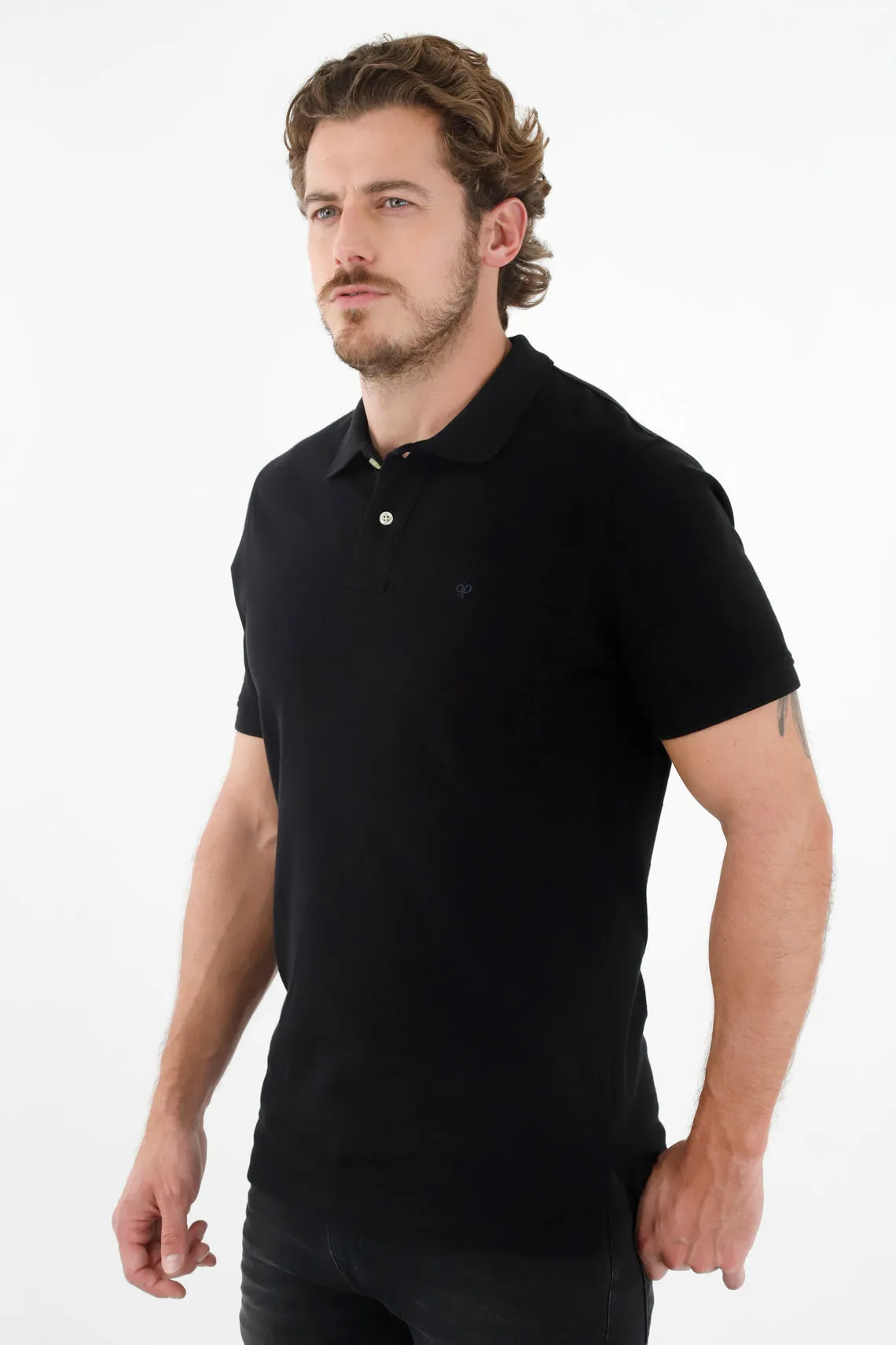 Polo negra multicolor para hombre