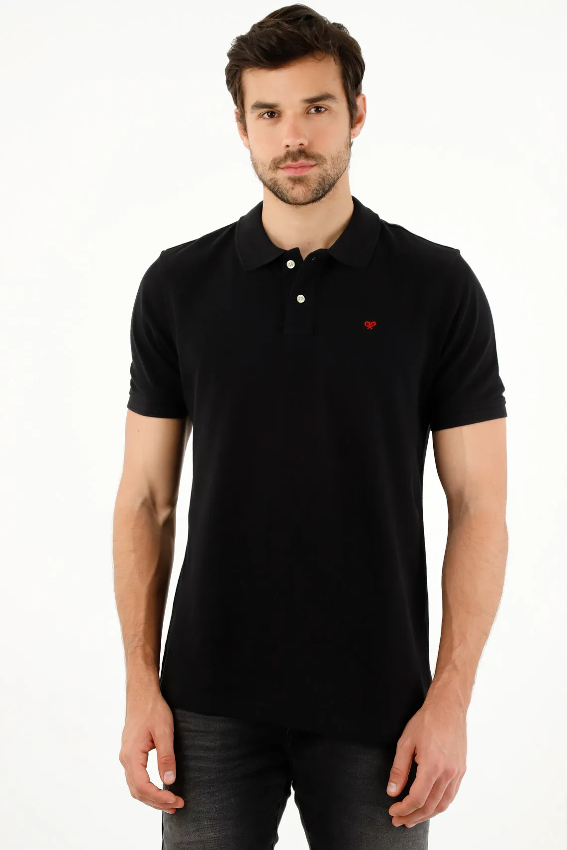 Polo negra multicolor para hombre