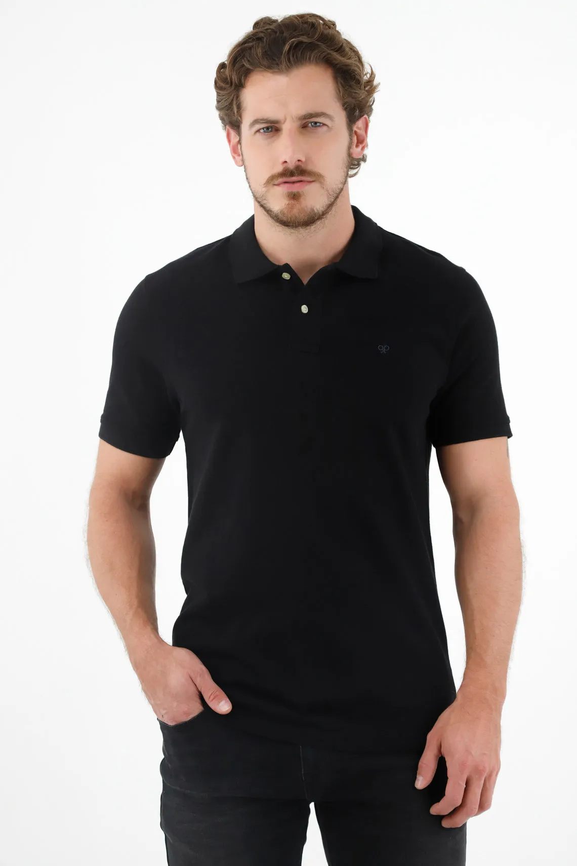 Polo negra multicolor para hombre