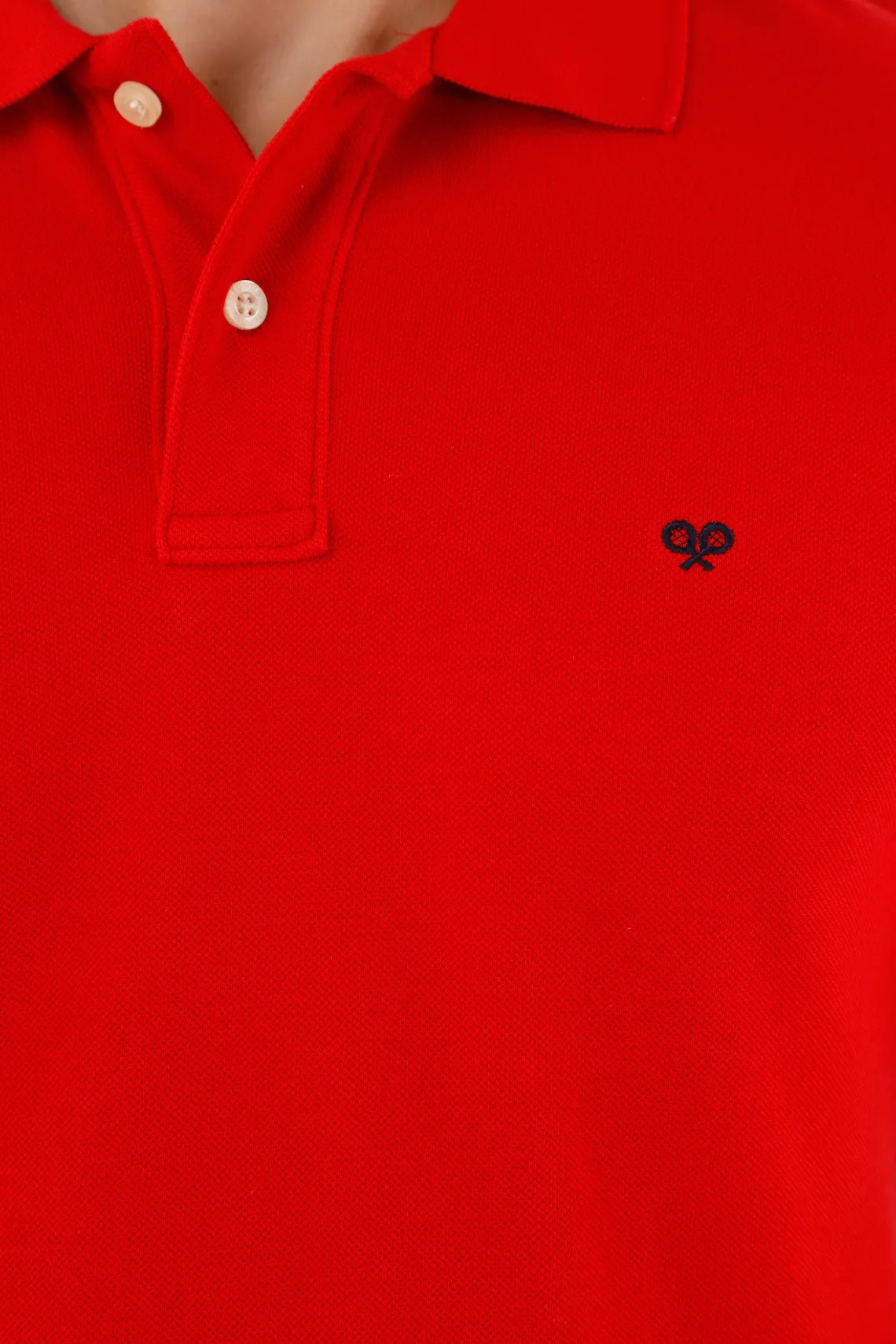 Polo roja con raqueta azul para hombre