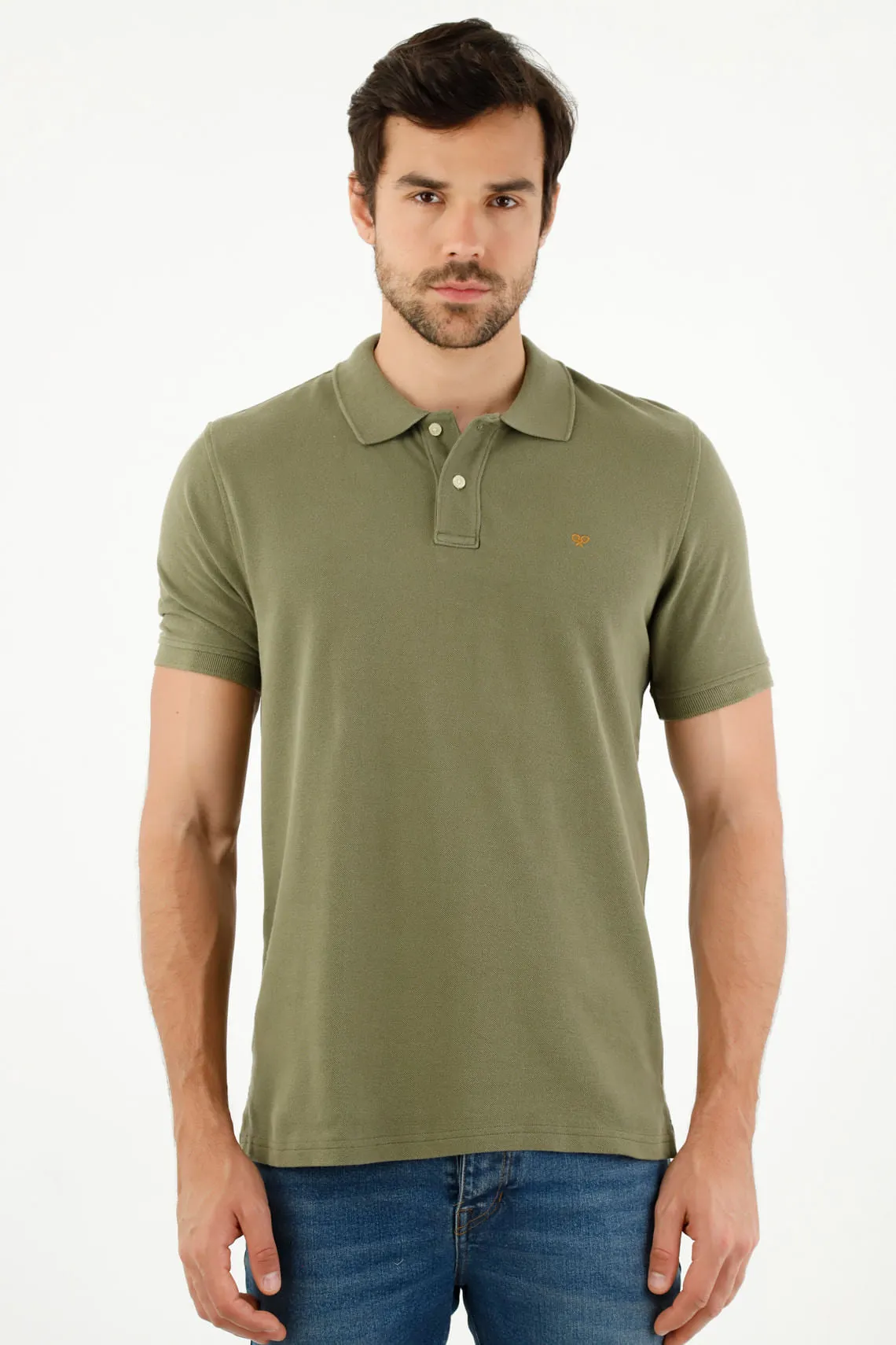 Polo verde con raqueta multicolor para hombre