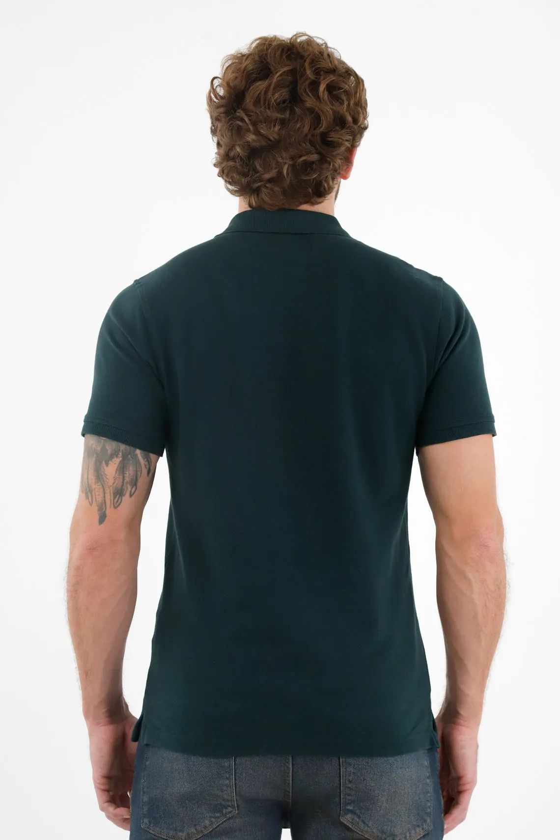 Polo verde raqueta malla para hombre