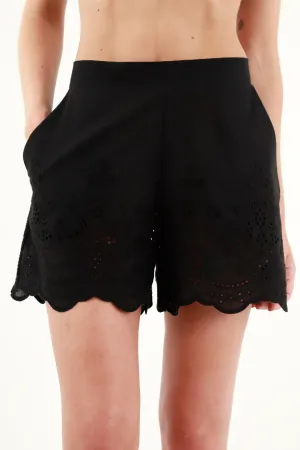 Short en popelina negro para mujer