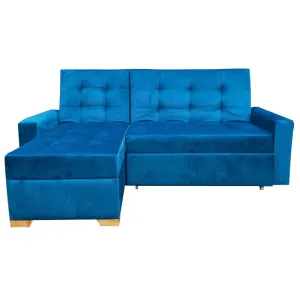 Sofa en L Cama Montecarlo Tela Azul