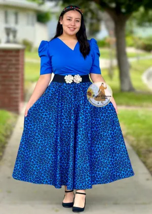 Susan Blue Animal Print Maxi Dress