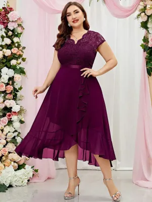 Vestido Longo de Festa Com  Decote V PLus Size - Esther